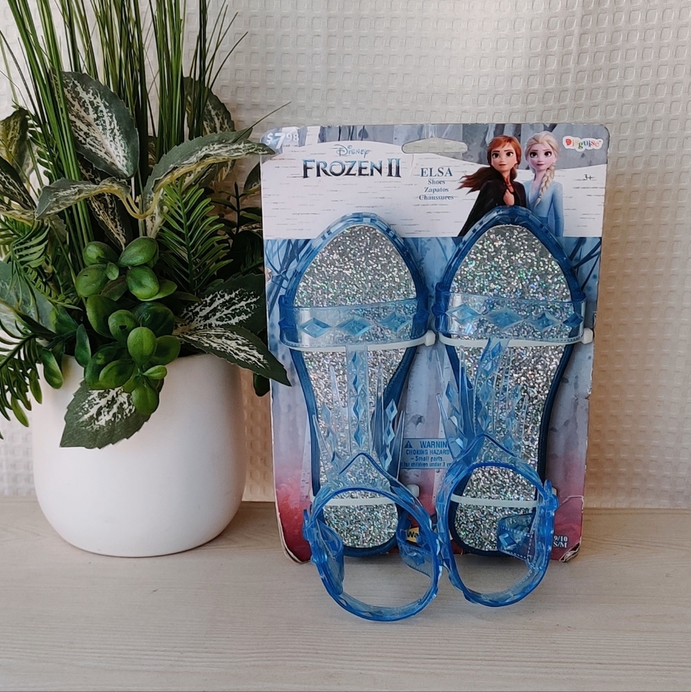 Disney Frozen II Elsa Blue Glitter Shoes/Sandals Size S/M 9/10